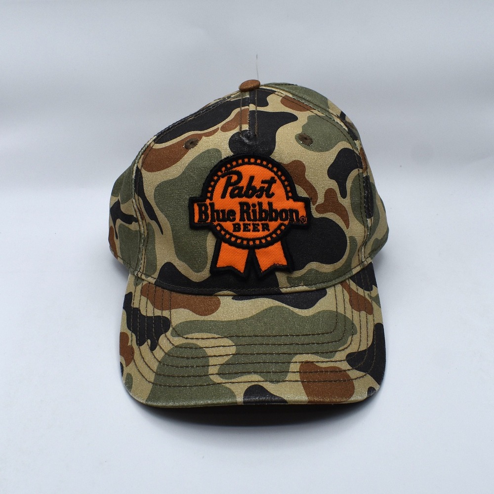 Pabst Blue Ribbon PBR Beer Patch Camo Snapback Hat Cap Adjustable One Size NWT